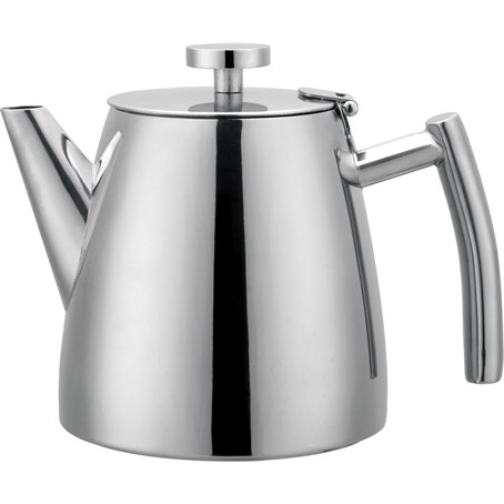 Belmont Café Stal 0.6L Double Wall Tea Pot 18/10 Stainless Steel Mirror Finish